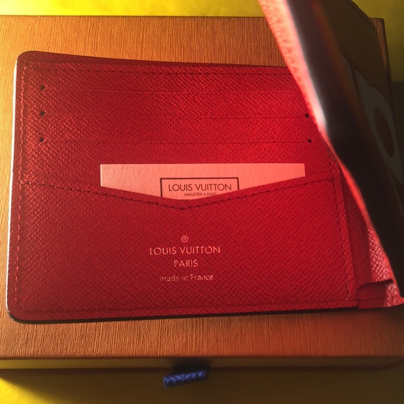 🆕🟠 Supreme x Louis Vuitton 🟠 red 'Slender Wallet' - Picture 7 of 11